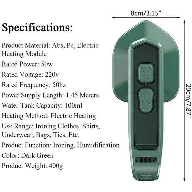Portable Mini Steam Iron for Clothes – Compact Handheld Steamer Machine